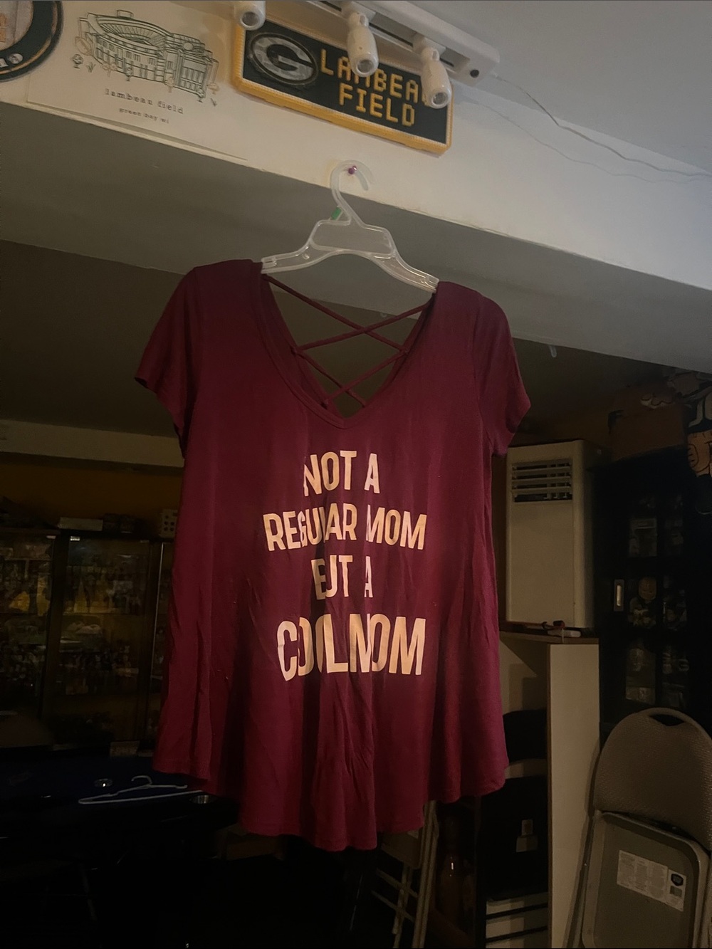 Alya Burgundy Crisscross V-Neck Graphic Tee